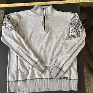 BKE Buckle Women's Sweater Dark Gray Size Large Long Sleeve Pullover 1/4 Zip